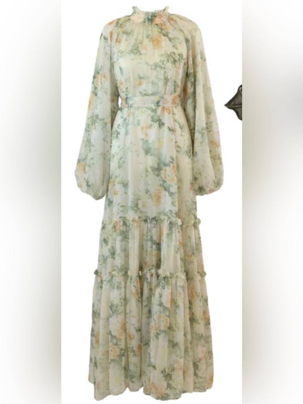 Batul The Collection Floral Maxi Dress Long Sleeve Tiered Boho Cottagecore XS